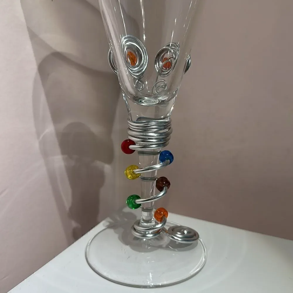 Wine Beverage Goblet Hand Crafted Silver Wire Wrapped Jewels Artisan